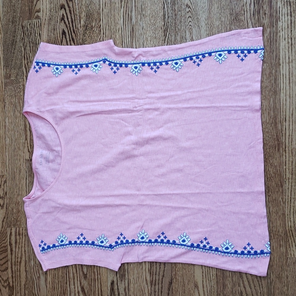 Embroidered Pink Cap-Sleeve Women's Top